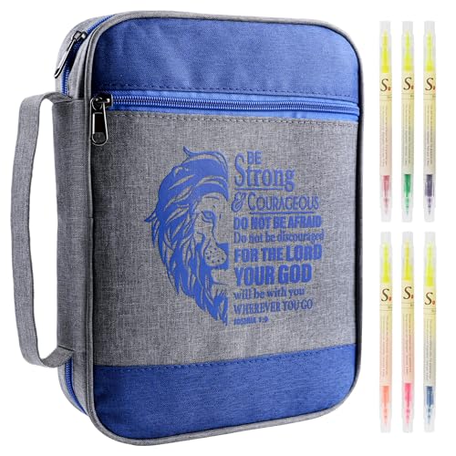 Faithful Hers Bible Cover for Mens Bible Case with 6 highlighters Lightweight Nylon Carrying Bag Multifunction Church Study Book Carrier with Handle Christian Gifts