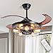 Einziehbare Deckenventilatoren, wendbare Klinge, Fernbedienung mit geräuschlosem Motor und Licht, 106 cm