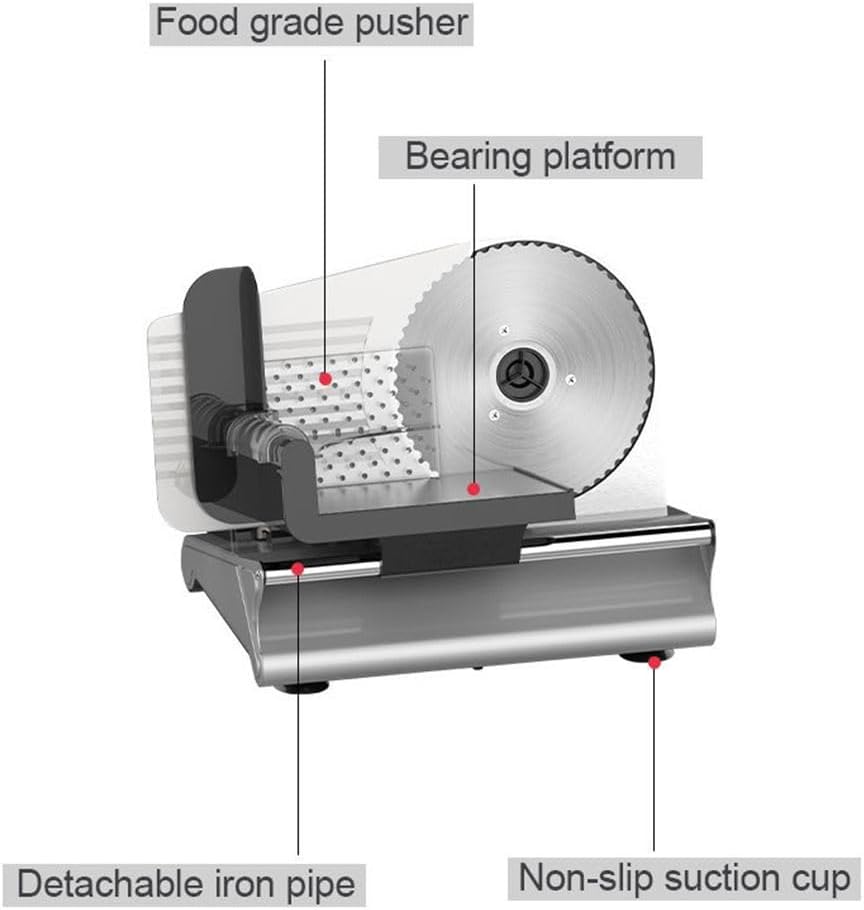 Electric food slicer, stainless steel meat slice cutting machine for beef, lamb, and bread