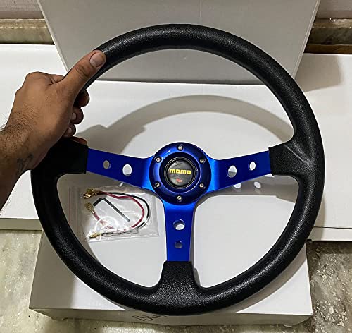 Image of AUTO MT - MOMO 14INCH DEEP Style Universal Steering Wheel for Sports Car Look Rally Race Off Road with BOSS KIT HUB Free