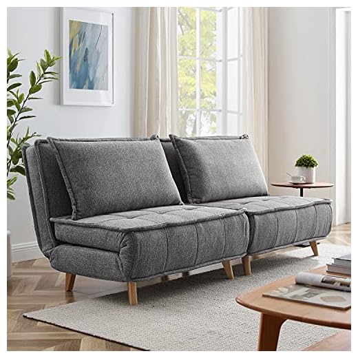 Volans Modern Modular Sectional Sofa Couch with Wood Legs, Convertible Chair 3-in-1 Multi Function Sleeper Chair Bed with 3 Position Adjustable Backrest, 2 PCS, Gray