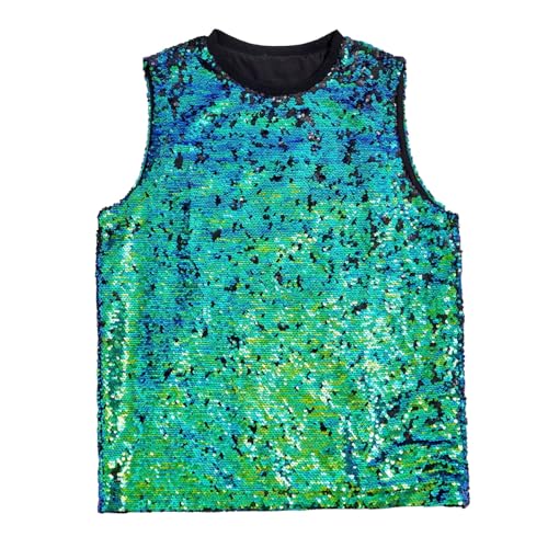 T-shirt homme débardeur sans manches à paillettes ample idéal pour briller en été