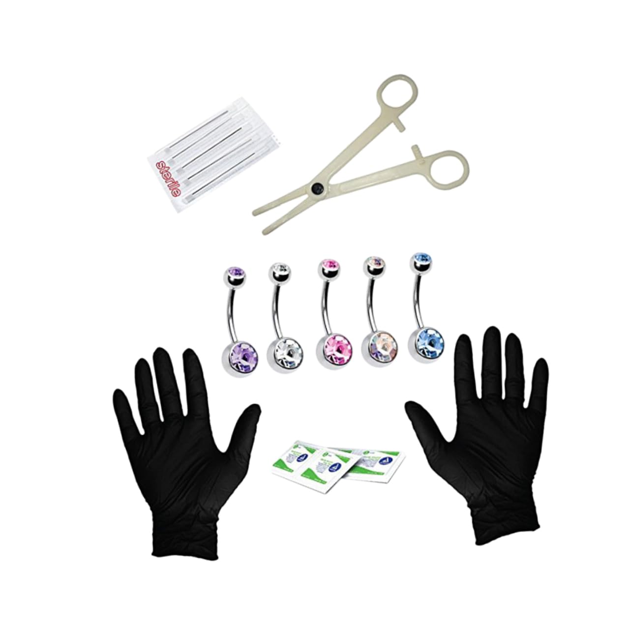 COLLBATH 15pcs Navel Ring Piercing Set 14g Steel High Polished Comfortable for Daily Use for Piercing Random Color