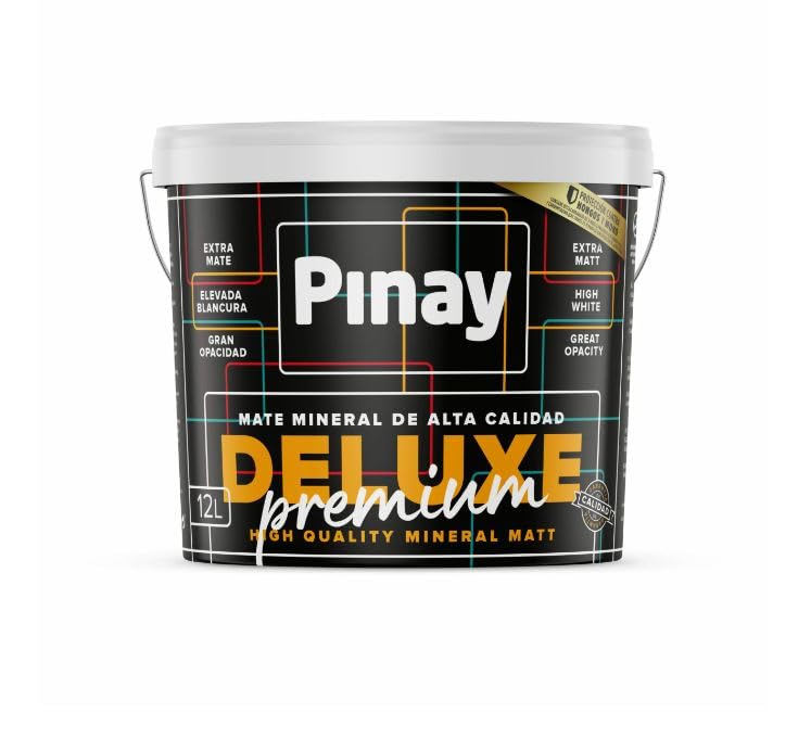 PINTURA DELUXE PREMIUM - Pintura plástica mate mineral, alta resistencia al roce con base agua de acabado blanco mate. Acabados perfectos y sin empalmes, dando la máxima cubrición. (12 L, BLANCO MATE)