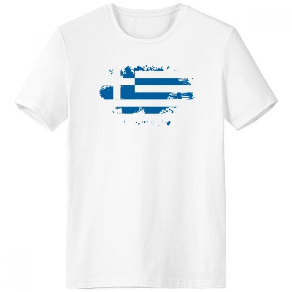 T-shirt Grèce en coton premium blanc multicolore ras du cou taille XXL