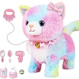 Interactive Electronic Plush Toy Walking and Barking Robot Cat Plush Cat Remote Control Kitten for G