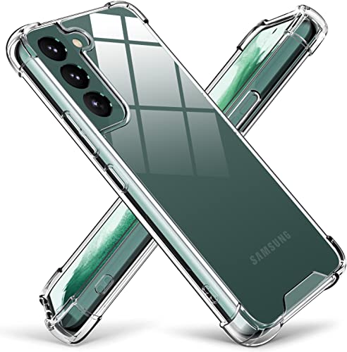 KIOMY Galaxy S22 Case Crystal Clear Shockproof Bumper Protective Cell Phone Back Cover [Hard PC] Back with Flexible TPU Bezel Hybrid Design for Samsung Galaxy S22 5G Transparent Slim Fit Skin Shell -  Update