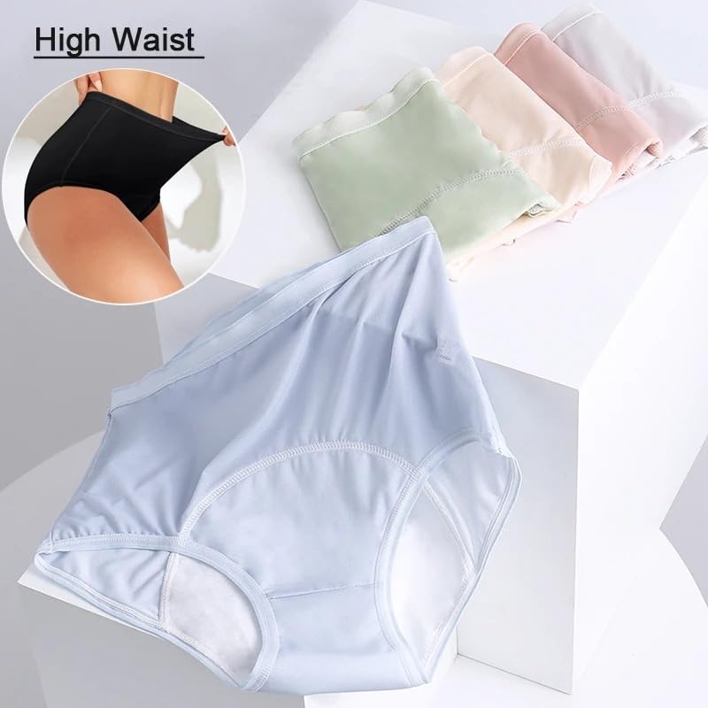 Bragas menstruales for mujer, 5 unidades, cintura alta, antifugas, tallas grandes, tallas L-8XL(Black-5pcs,5XL)