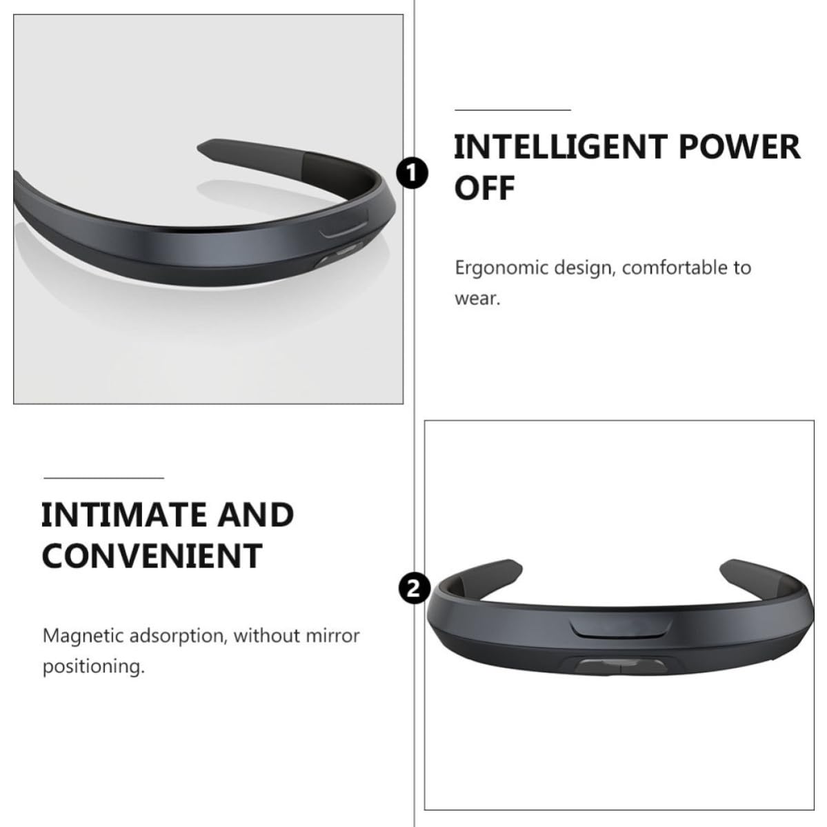 Appareil de Massage Portable Noir en Abs Design Ergonomique pour Soulager les Maux de Tête et Favoriser la Relaxation du Sommeil