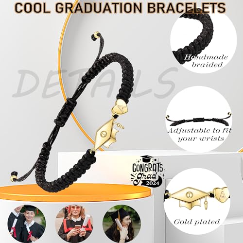 Graduation Gifts for Her 2025, 2025 Graduation Gifts High School College Graduation Gifts for Teen Girls 5th 8th Grade Masters Degree Grads Initial Bracelets for Women Letter A-Z Charm Bracelet Daughter Niece Granddaughter Girlfriend Jewelry