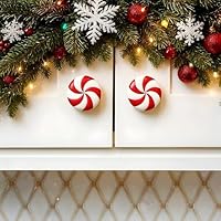 PIEZAPRINT Christmas Knob Covers – Stretchable Peppermint Cabinet Handle Covers, Elastic Silicone, No-Tool Festive Kitchen & Home Décor for Knobs and Pulls (16Pcs)
