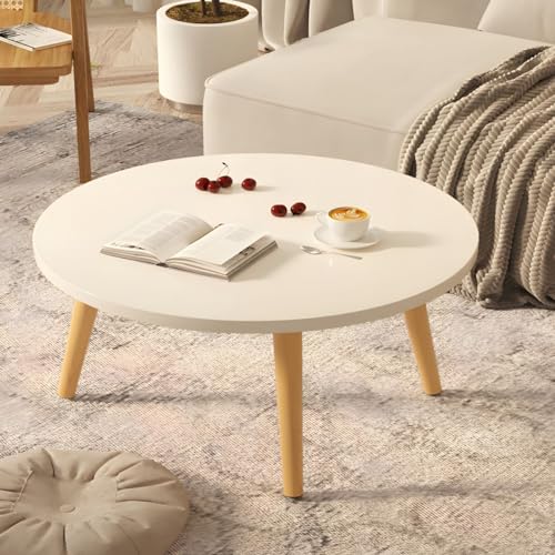 Table basse ronde en bois de pin rustique moderne pour studio et salon
