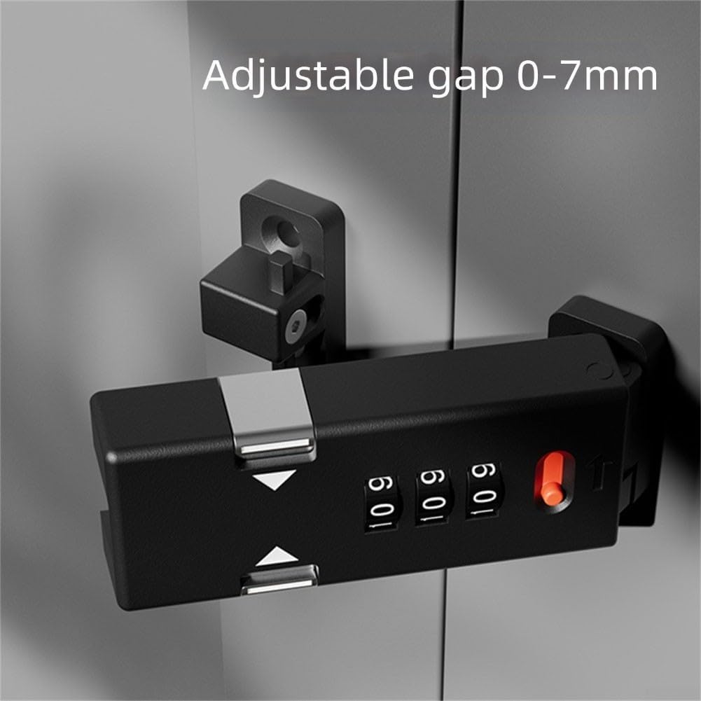 Adjustable Keyless Cabinet Password Lock, Zinc Alloy Door Bolt Lock Cabinets, Drawers & Wine Cabinets – 0–7 mm Length Adjustment, Black/Grey(black)