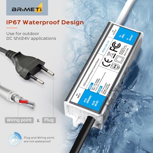 BRIMETI LED Transformator 12V 12W Sterownik LED IP67 Zasilacz 1A Wejście Transformatora AC 220V na DC 12V Napięcie Sterownik Stałego Napięcia Transformator Niskiego Napięcia Niskonapięciowy