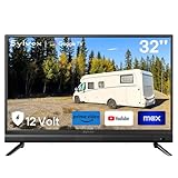 SYLVOX 32-Inch RV TV, 12 Volt Smart TV with Google OS, 178° Wide Viewing, HDMI/USB Ports, AC/DC Power, Voltage Protection for Camper, Motorhome and RV Use