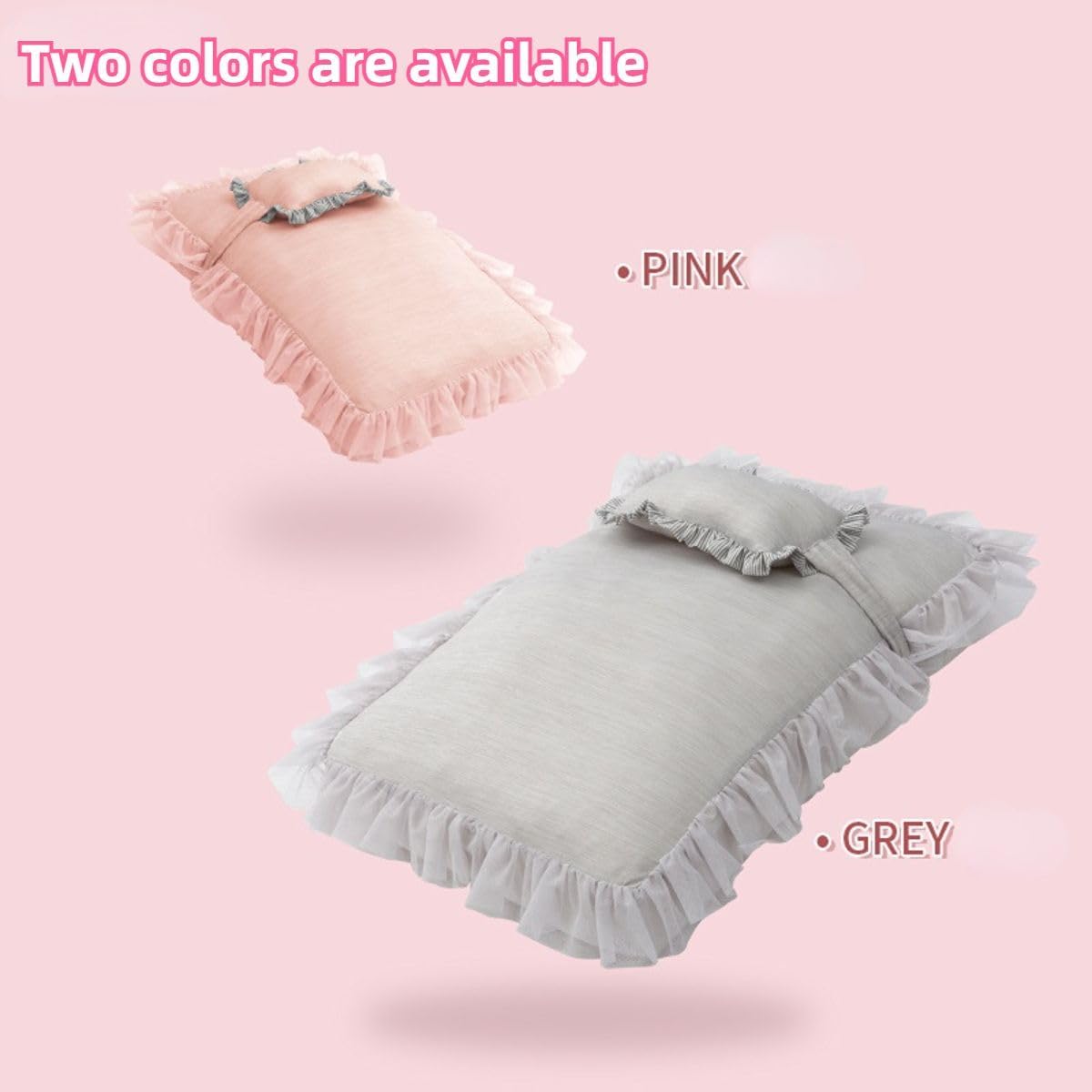 Dog Bed Washable Princess Cat Couch Soft Plush Pet Sofa Nest Mat Anti-Slip Puppy Beds Cute Cozy Kitten Doggy Kennel Cushion Small Medium Dogs Cats Sleeping Pad (Pink)