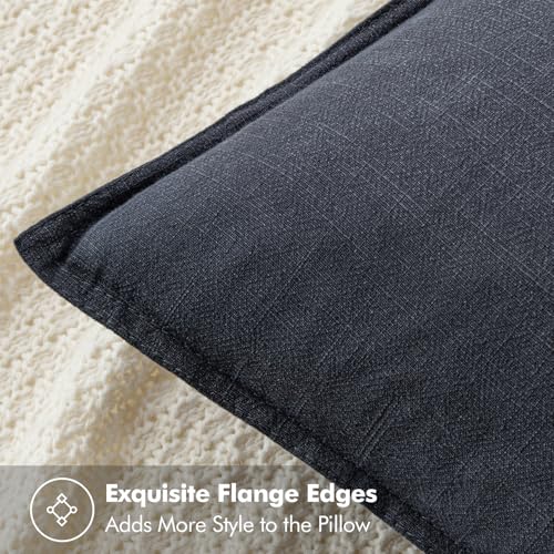 Image of MIULEE Decorative Linen Pillow Covers 18x18 Inch Dark Gray Boho Farmhouse Neutral Couch Throw Pillows for Bed Pack of 2 Accent Modern Pillowcase Sofa Livingroom Home Decor