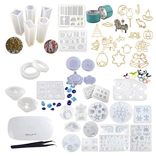 INNICON 29 * Silikonformar Set för Tiro DIY Gör dekorationsset Smycken Tillverkningstillbehör 2x Spårlösa tejp Charms Pärla Diamanter bangle pärla Display Smyckeskrin UV/LED Mini Lampa Pincett