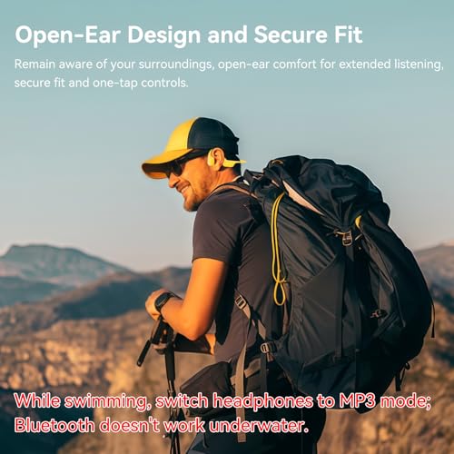 Image of Swimming Headphones IP68 Waterproof, Open Ear Bone Conduction Underwater Headphones Bluetooth 5.4& MP3 with 32GB Memory Card, Soft /Skin /Lightweight Sound Swim Earbuds-SurfAudio(Green)