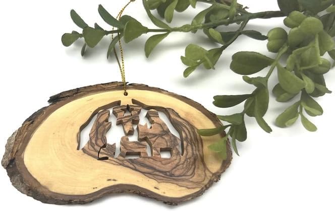 Carved Nativity Scene Ornament - Holy Land Nativity Ornament - Nativity Tree Ornament - Christmas Ornament - Ornament for Tree - Ornament for Christmas Tree - Jesus Ornament (3 Ornaments)