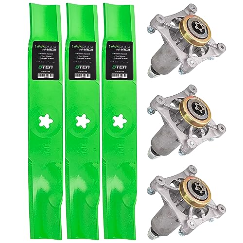 8TEN Spindle Mulching Blade Kit for AYP Husqvarna 48 inch Deck YTH 1848XPT 2348 23V48 22K48 532187281 587253301 -  Mishon Inc, MK1002210