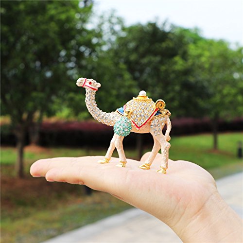 Waltz&F Camel Figurine Trinket Boxes Ornament Crystals Hand-Painted Patterns Jewelry Trinket Box Hinged Collectible Ring Display Holders #TOP2