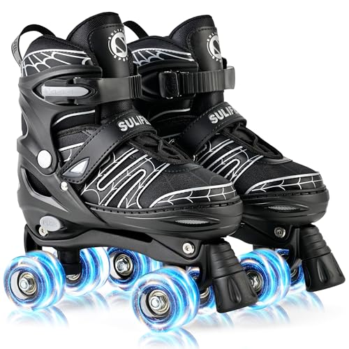 SULIFEEL Patines ajustables para niños de 3 a 5 a 8 a 6 a 12 con 4 tamaños de luz ajustable sobre ruedas, el mejor regalo para niños para principiantes, deportes de interior y exterior