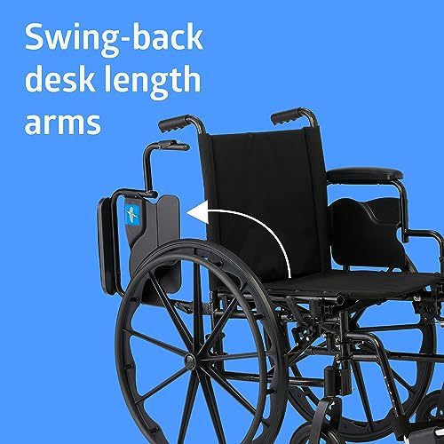 Image of Medline 18 inch Foldable K4 Wheelchair with Swing-Back Desk-Length Arms & Swing-Away Footrests, 300 lbs. Capacity, Transport Chair for Adults & Seniors