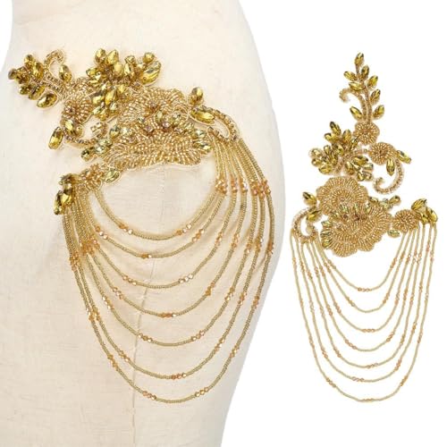Patchs épaule couture strass perlé pour customisation accessoires DIY robe