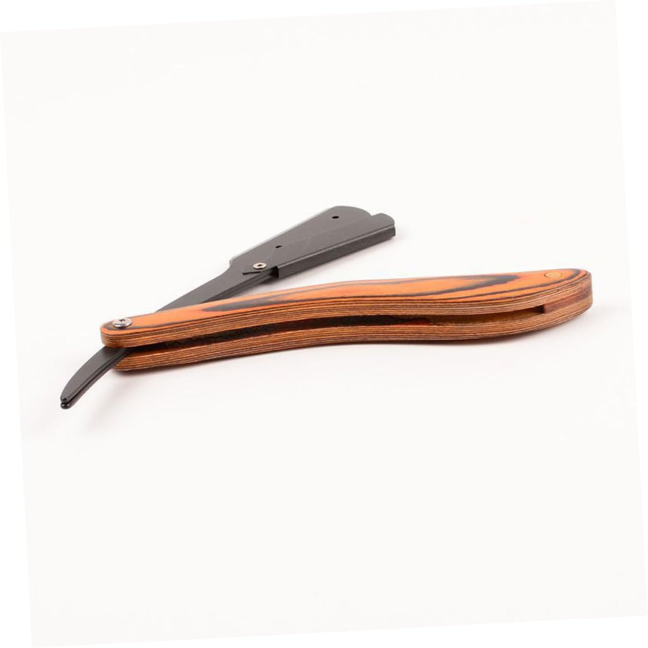 Foldable Stainless Steel Straight Razor with Wood Handle for Beard