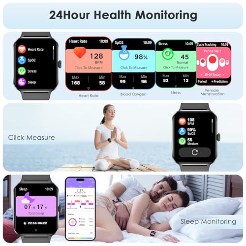 Baolubao Smart Watch for Men Women Answer/Make Call, 1.85" Fitness Watch with SpO2 Heart Rate,Sleep Monitor,Step Counter,130+ Sports Modes/IP68 Waterproof Activity Trackers for iPhone Android,Black - Image 5