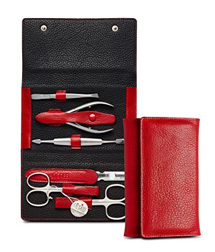 nippes Solingen Premium Line Maniküre Set Wild Red, 6-teilig, Edelstahl rost- und nickelfrei, Rindsleder-Etui mit… – Bild 3