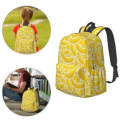 17 inch Backpack Banana Yellow Pattern Seamless Laptop Backpack School Bookbag Shoulder Bag Casual Daypack4