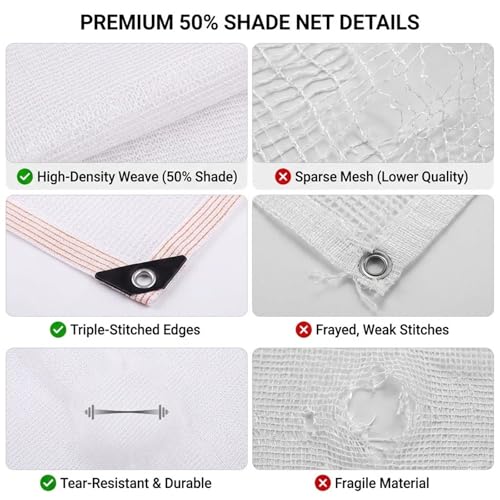 Red de sombra UV impermeable blanca para crear espacios frescos en el jardín 6