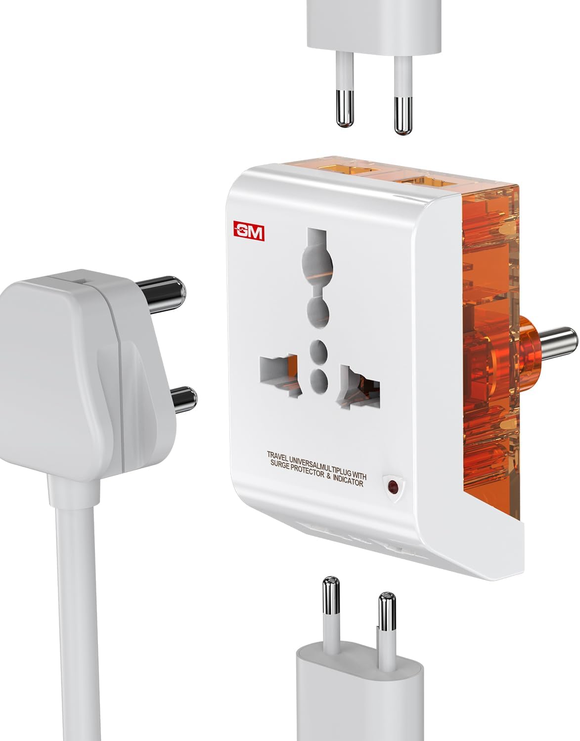 GM 6AMP 2-Pin Multi Plug Adapter | Universal Travel Adapter | Supports 2-Pin & 3-Pin Plugs | Multiple Charging Ports | Charge Smartphones, Laptops & Other Devices | Compact & Reliable | GM 3011