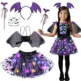 【Verpackung Beinhaltet】: Sie erhalten einen kurzen Rock; 1-Fledermausflügel; 1 Fledermaus Stirnband; 1 Gesichtsflicken.