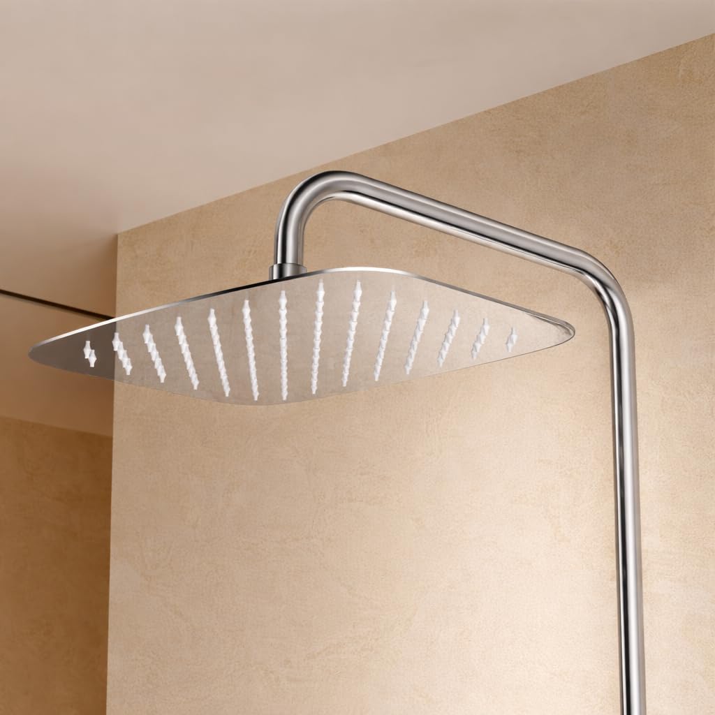 Columna Ducha Monomando con Grifo y Barra Extensible Acero Inoxidable S.304 | Rociador Extraplano 20x30 cm Efecto Lluvia Antical + Mango de Ducha | Grifería Baño IMEX Toscana