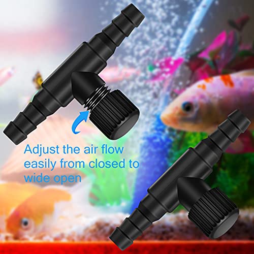 Image of Honoson 30 Pieces Aquarium Air Control Valve T Shaped Air Pump Control Valves Single Way Plastic Flow Regulator for 4 mm Hose Line Tubing Connector(Black)
