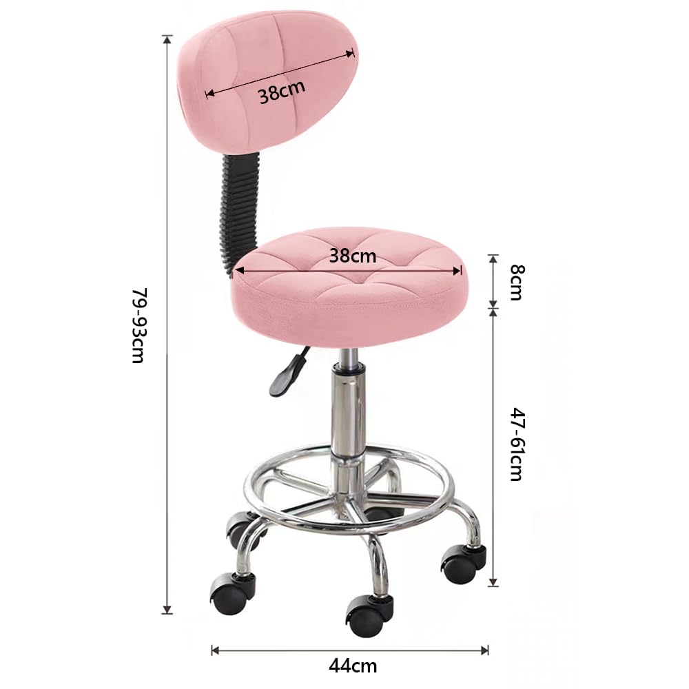 Silla de Oficina Moderna - Taburete Rodante con Respaldo Bajo y Altura Ajustable - Silla de Trabajo Giratoria con Reposapiés para Oficina,Hogar,Salón o Dibujo(Rosa,Paquete de 1)