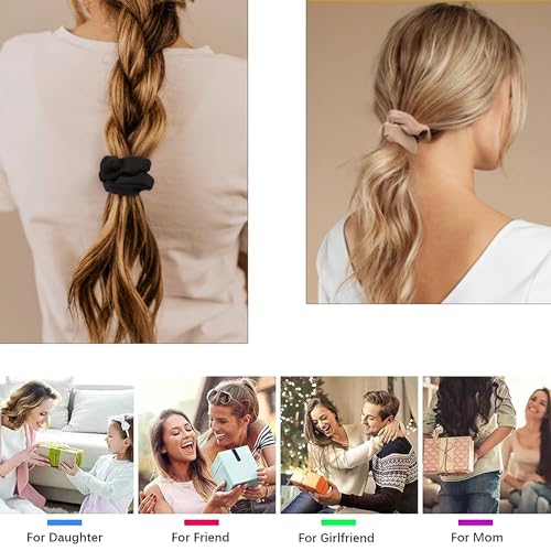Image of Soft Scrunchies for Women - No Crease, No Damage Hair Ties for Thick or Thin Hair in White - Ponytail Holders, 5-Pack