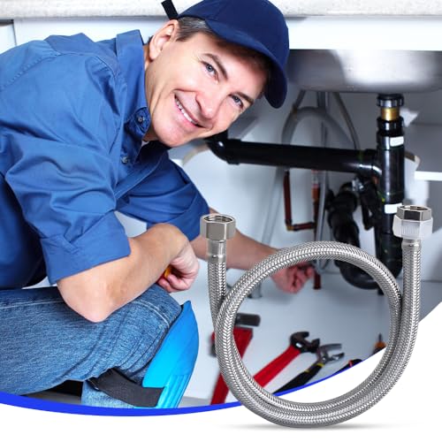 100cm Flexschlauch Wasserhahn, 304 Edelstahl Anschlussschlauch Armatur, G1/2 x G1/2 Armaturenschlauch, Panzerschlauch 1/2 Zoll, Dusche Umflechtung Flexschlauch für Wasserhahn Mischbatterie