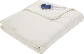 Foot Pocket Soft Microlight Plush Electric Blanket Heated Throw Wrap with Auto Shutoff, 50 x 62 in, Ivory