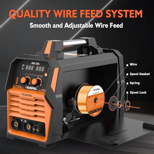 Image of FEMEROL MIG Welder 110V 4 in 1 Multiprocess Welding Machine 135A Gas /Gasless Flux Core MIG Welder /Lift TIG /Stick With Synergy IGBT Inverter