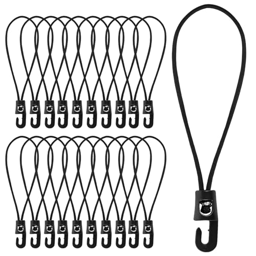 LUMOOM Confezione da 20 Elastici con Ganci, Tenditori in Gomma Corti Come Tenditori per Teloni, Anelli di Espansione per Campeggio, Tende E Fissaggio Teloni