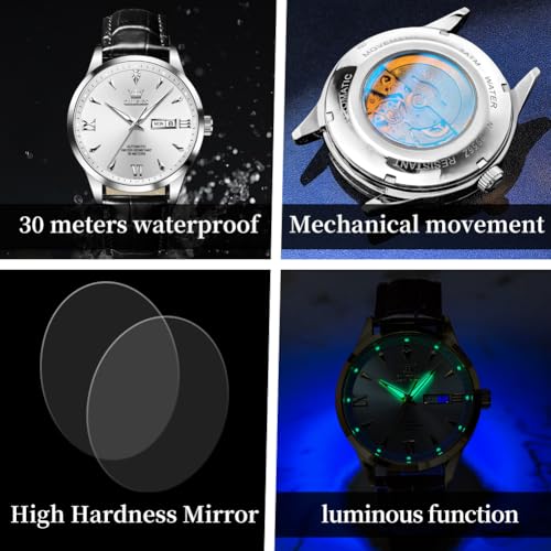 Image of OLEVS Men's Leather Analog Quartz Watch - Luxury Chronograph Wristwatch with Date, Waterproof, Luminous - Dress Style