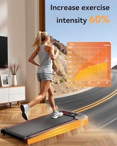 Image of Walking Pad, Incline Walking Pad Treadmill, Under Desk Treadmills 265 Lbs Capacity, 2.5HP Low Noise Portable Running Machine for Home and Office, with LED Display, Remote Control