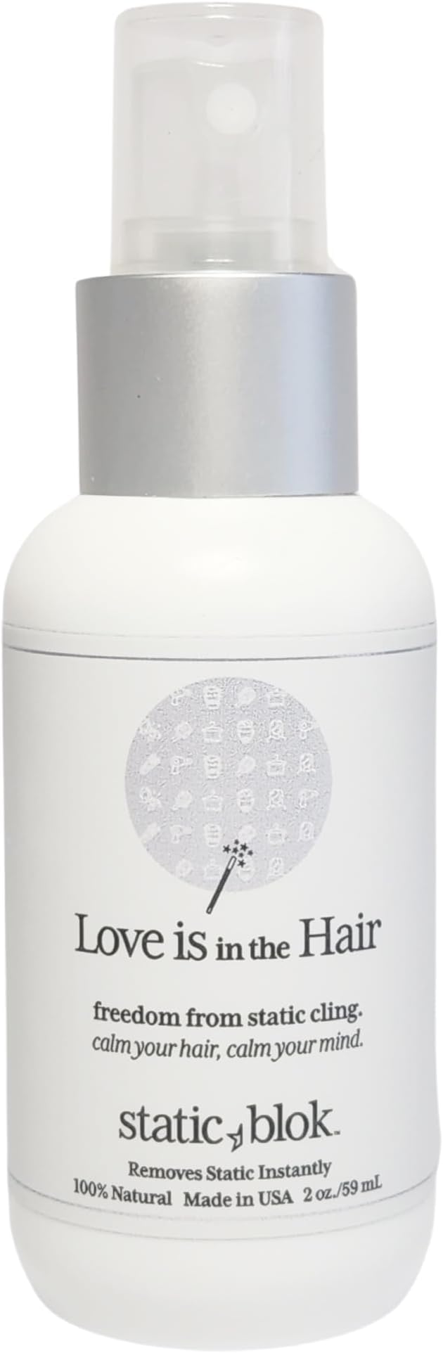 Anti-Static Spray for Hair - Instantly Eliminate Static Cling, Shocks, Flyaways- Long-Lasting All-Day Freshness - works on Natural and Synthetic Wigs - 2oz Travel Size