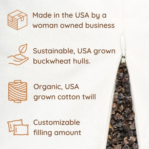 Comfycomfy Premium Buckwheat Pillow, Queen Size (20” X 30”), Comes With Extra 2 Lb Of Usa Grown Buckwheat Hulls To Customize For Comfort, And Custom Percale Cotton Pillowcase #TOP1