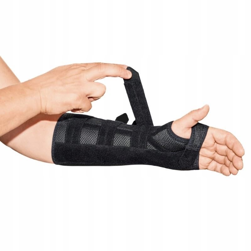 MEK 6004 Handgelenkstütze mit anatomischer Schiene – Verstellbare Handgelenkbandage mit Metallverstärkung, Schwarz (XL, Linke Hand)