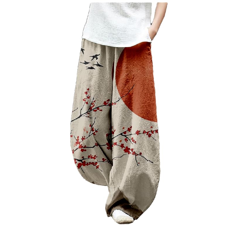 Oversized Pants for Women Daily Wear Harem Trousers Retro Print Boho Winter High Waisted Baggy Ladies Pants